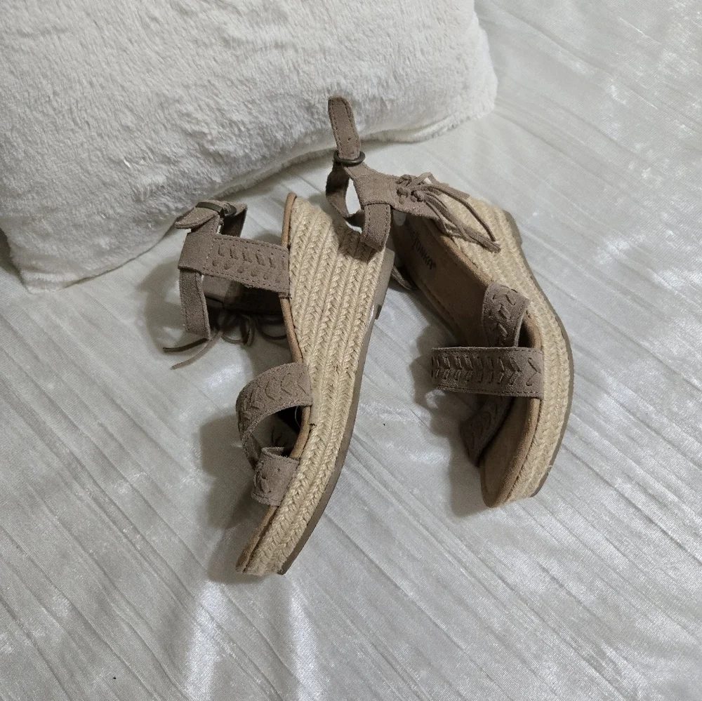 Women's Tan Sandals By Minitonka Size 8 Worn Once.
